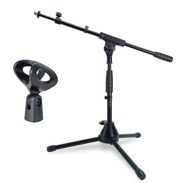 keepdrum Mikrofonständer MS01T niedriges Stativ mit Mikrofonklammer