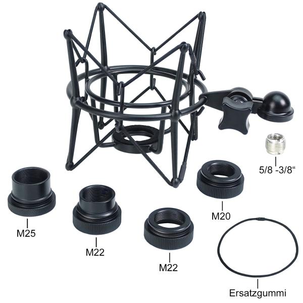 keepdrum Mikrofon-Spinne MS090B Multi-Spinne Schwarz mit Kabel