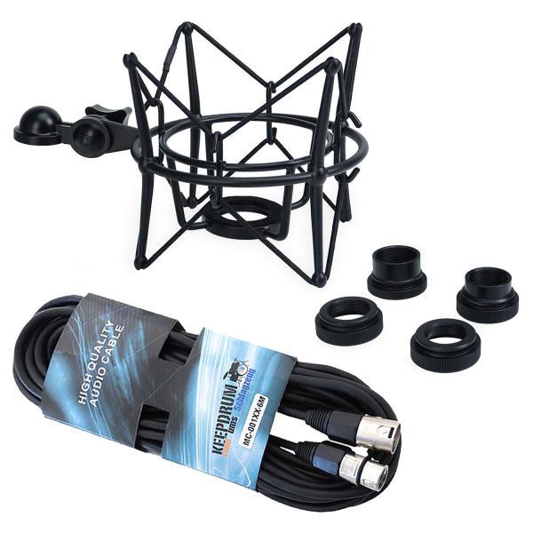 keepdrum Mikrofon-Spinne MS090B Multi-Spinne Schwarz mit Kabel
