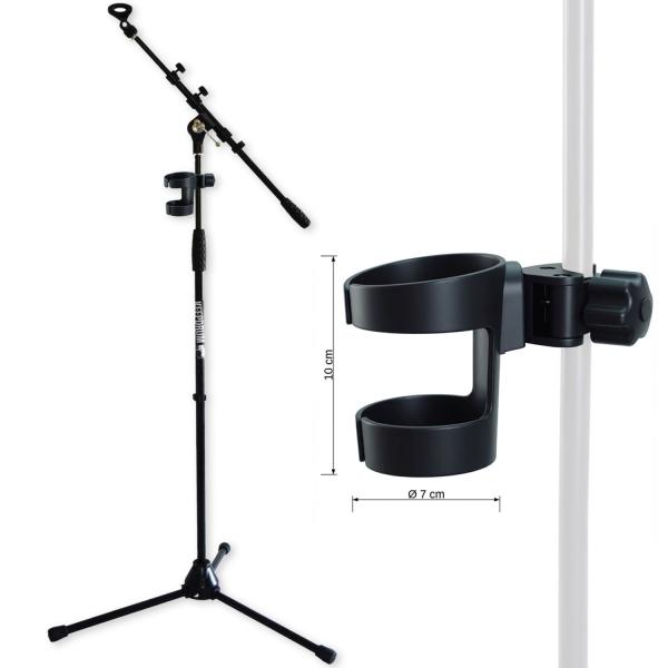 keepdrum Mikrofonständer MS106 BK mit Getränkehalter