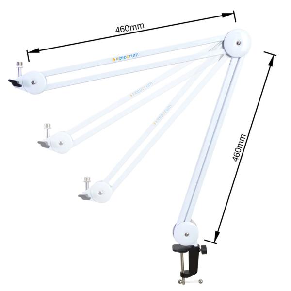 keepdrum MS138 Gelenkarm-Stativ Weiss mit Mikrofon-Spinne Schwarz
