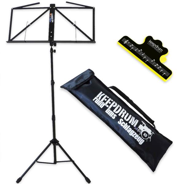 keepdrum Notenständer Schwarz MUS3BK mit Notenklammer