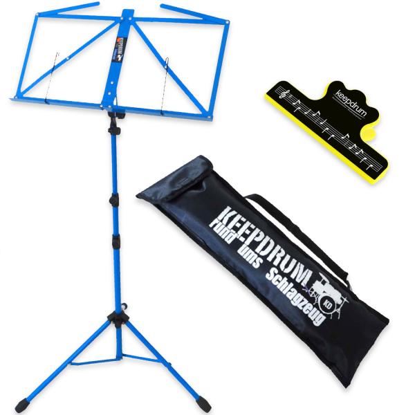 keepdrum Notenständer Blau MUS3BL mit Notenklammer