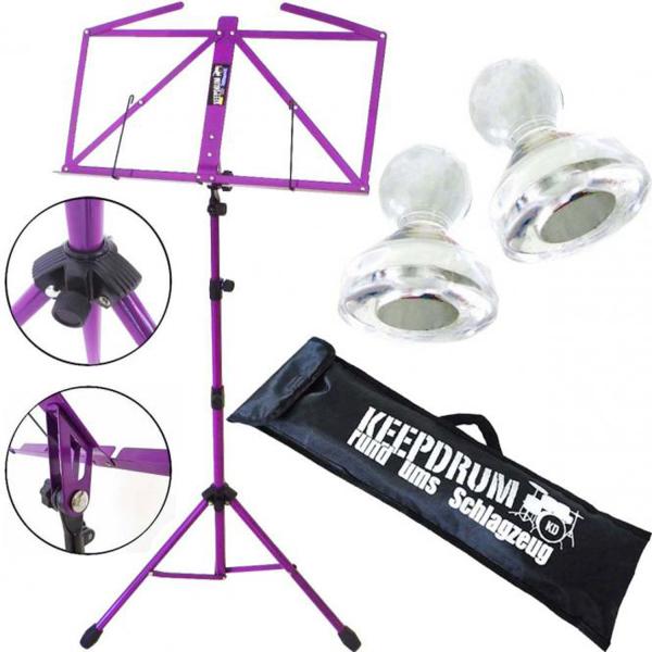 keepdrum MUS3FL Notenständer Lila mit 10 Magnete