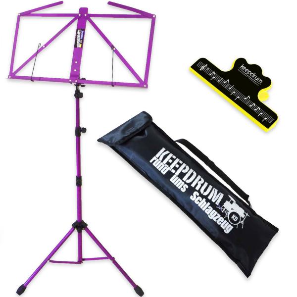 keepdrum Notenständer Lila MUS3FL mit Notenklammer