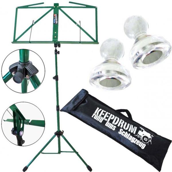 keepdrum MUS3GR Notenständer Grün mit 10 Magnete