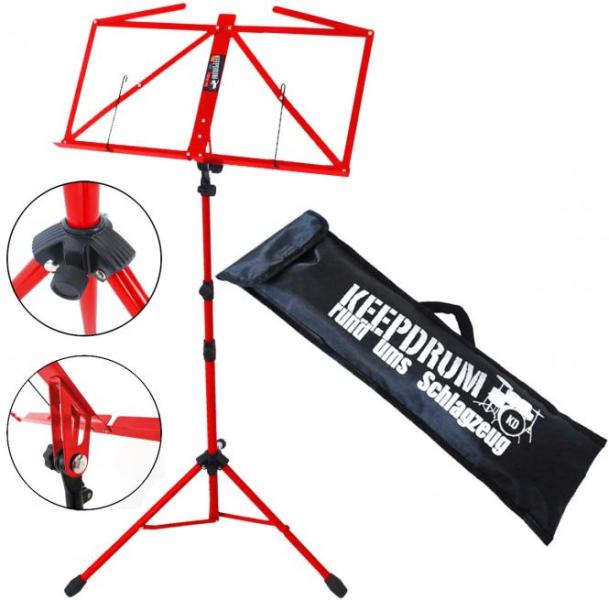 keepdrum MUS3RD Notenständer Rot mit 2 Magnete