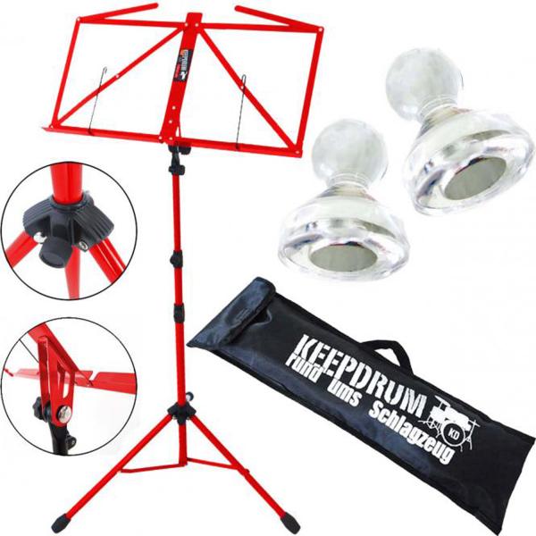 keepdrum MUS3RD Notenständer Rot mit 2 Magnete