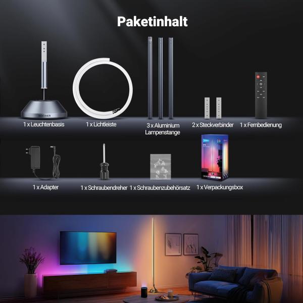 Neewer Dauerlicht NF01 Stablicht RGB Smart-Standleuchte mit Tuch