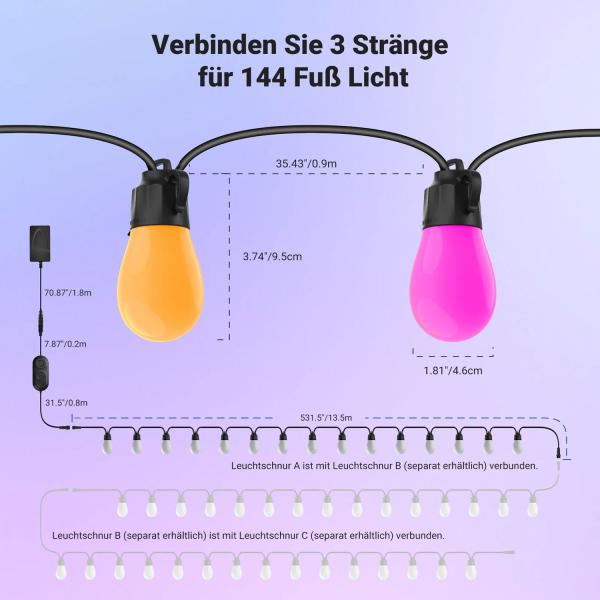Neewer LED-Lichterkette NR01-15 mit App-Steuerung 15m