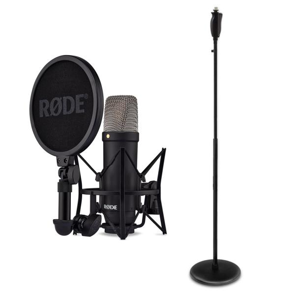 Rode Studio-Mikrofon NT1 Signature Black mit Einhand-Mikrofonständer