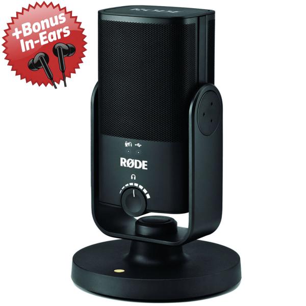 Rode NT-USB MINI USB-Studio-Kondensatormikrofon + Bonus In-Ear Kopfhörer