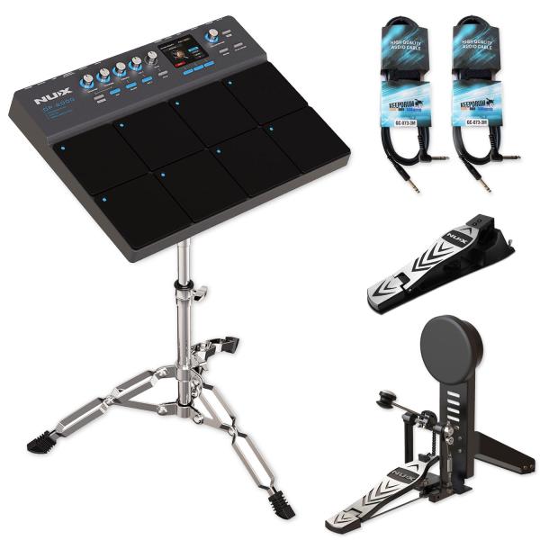 Nux Percussion Pad DP-2000 E-Drum Set mit Kick-Pedal HiHat und Kabel