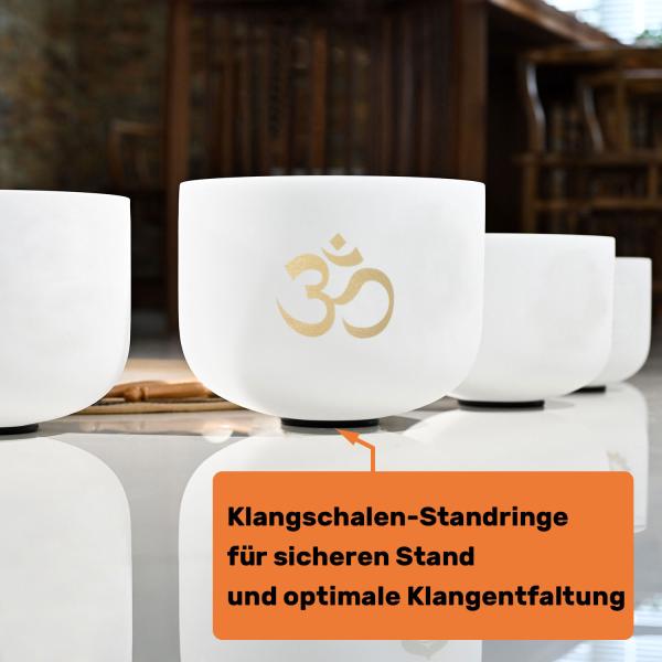 keepdrum Klangschalen-Set OM Weiss 4-Chakren Set mit Zubehör