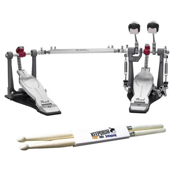 Pearl P-1032R Doppel-Fußmaschine mit Schlagzeugstöcken