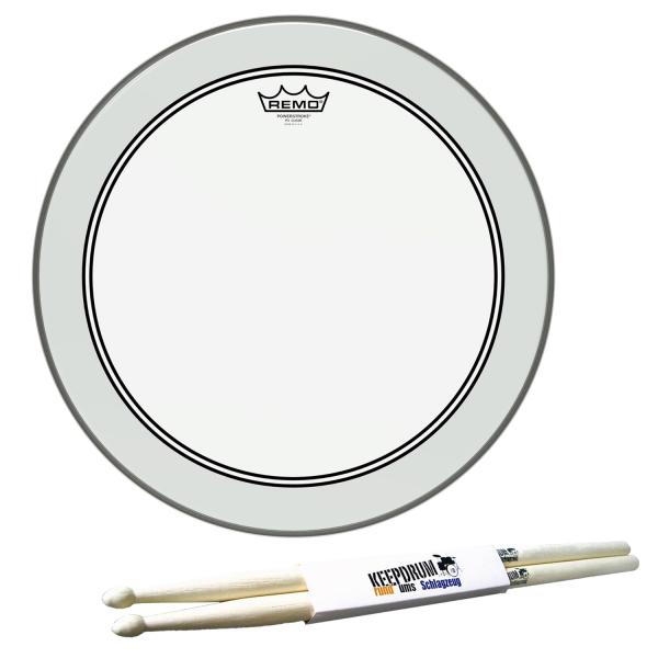 Remo Powerstroke 3 Clear Tom Fell 18 Zoll mit Sticks