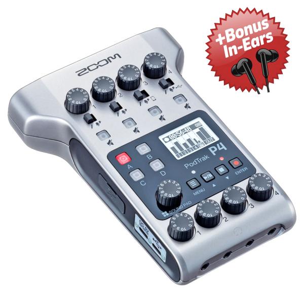 Zoom P4 Podtrak Podcast Recorder + Bonus In-Ear Kopfhörer
