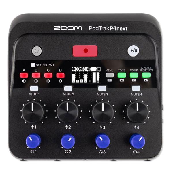 Zoom Audio-Recorder PodTrak P4next 4-Spur Podcast-Mixer