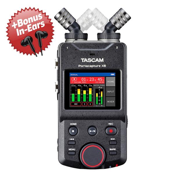 Tascam Portacapture X6 Audio-Recorder + Bonus In-Ear Kopfhörer