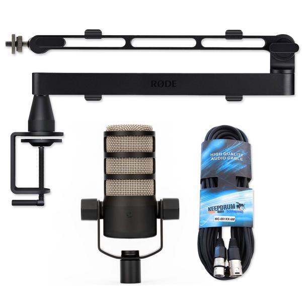 Rode Mikrofon Podmic mit Mikrofonarm LPA1 und Kabel