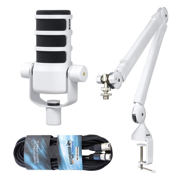 Rode Podmic Mikrofon Weiss mit Gelenkarm WH und Kabel