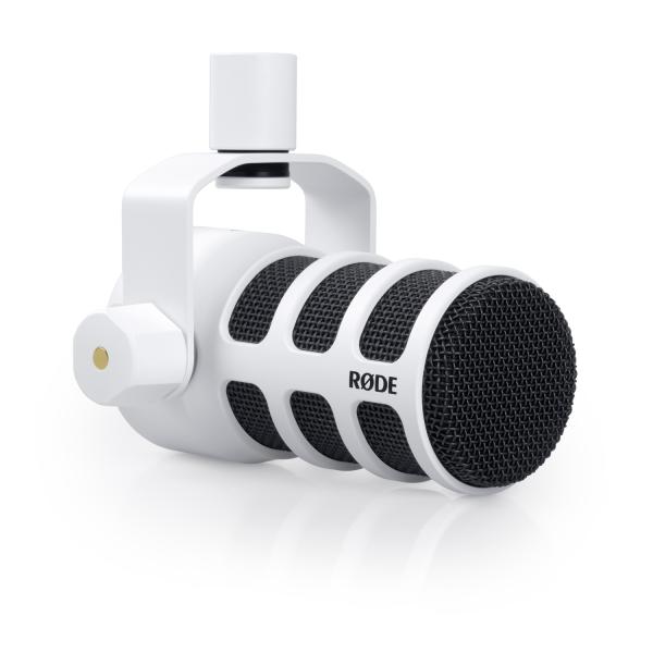 Rode Mikrofon Podmic Weiss mit DS-3 Tisch-Stativ und Kabel