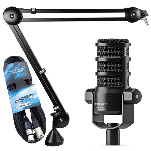 Rode Podmic USB XLR Mikrofon mit PSA-1 Stativ u Kabel