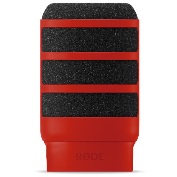 Rode Mikrofon Podmic USB Weiss mit WS14R Popschutz Rot und Kabel