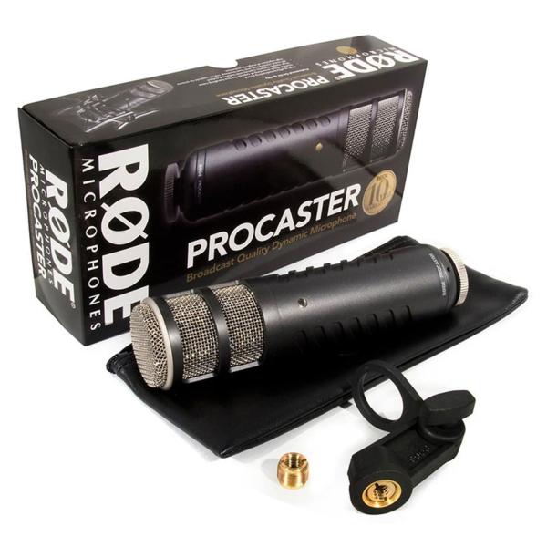 Rode Procaster mitSpinnemit Popschutz mit Mikrofonstativ