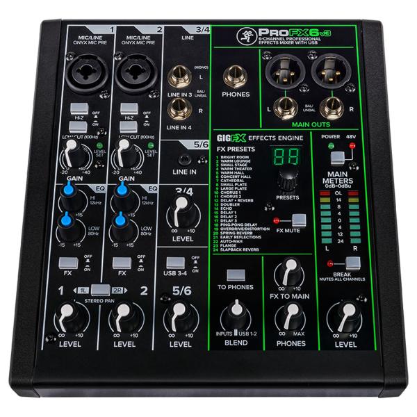 Mackie Mischpult ProFX6v3 6-kanaliger Analogmixer