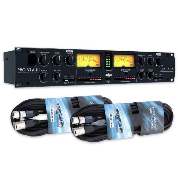 ART Kompressor Pro VLA III 2-Kanal Röhren-Opto-Kompressor mit 2 x Kabel