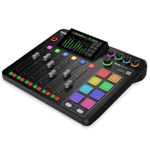 Rode Rodecaster Pro II Podcast Station mit Kopfhörer