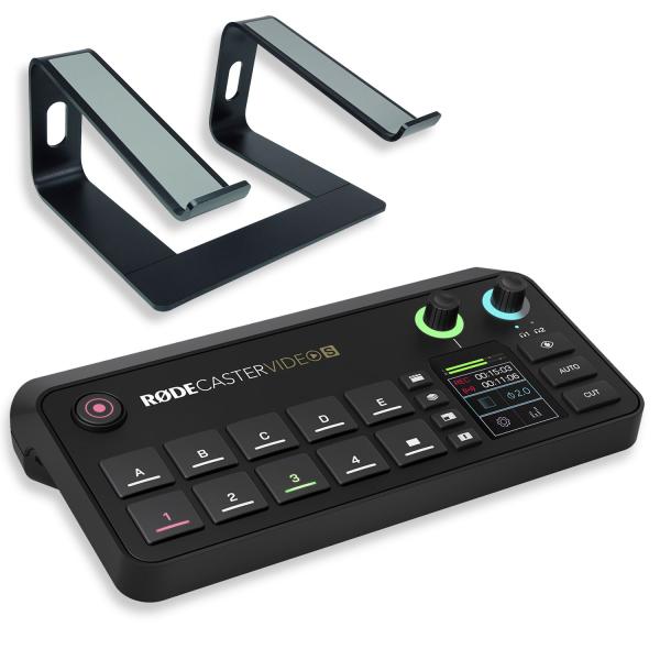 Rode Rodecaster Video S Produktions-Konsole mit Laptopständer BK