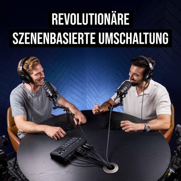 Rode Rodecaster Video S Produktions-Konsole mit Kopfhörer