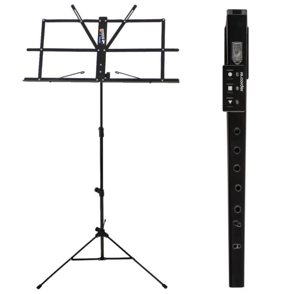 ARTinoise Re.Corder akustisch digitale Blockflöte schwarz mit Notenständer