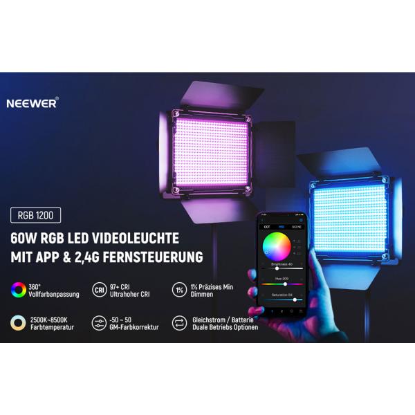 Neewer Flächenleuchte RGB1200 LED Videoleuchte