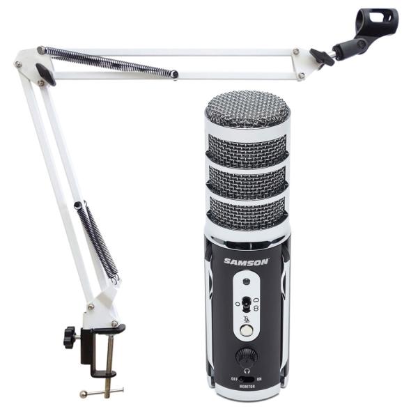 Samson Satellite USB-Mikrofon mit Gelenkarm-Stativ Weiss