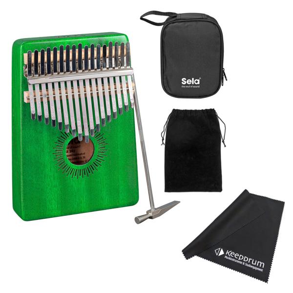 Sela SE248 Kalimba Mahagoni 17 Grün mit Tuch