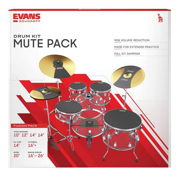 Evans SoundOff Drum Mute Fusion mit Schlagzeugstöcken