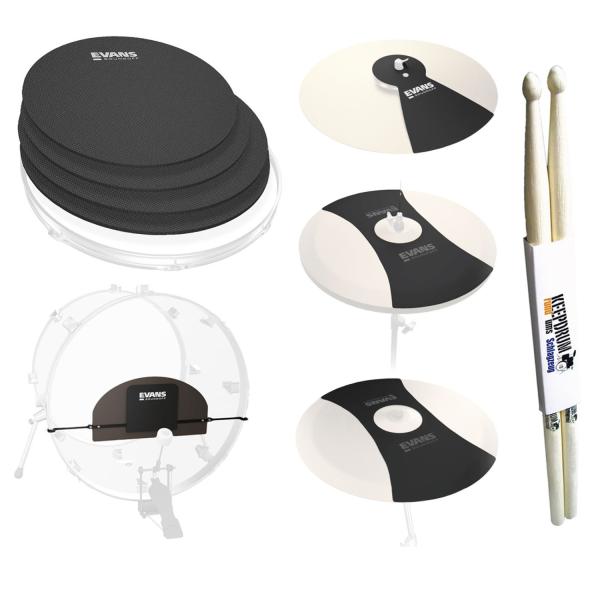 Evans SoundOff Drum Mute Standard mit Schlagzeugstöcken