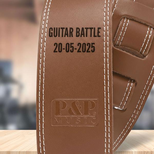keepdrum personalisierter Gitarrengurt aus Echt-Leder Braun mit Gravur