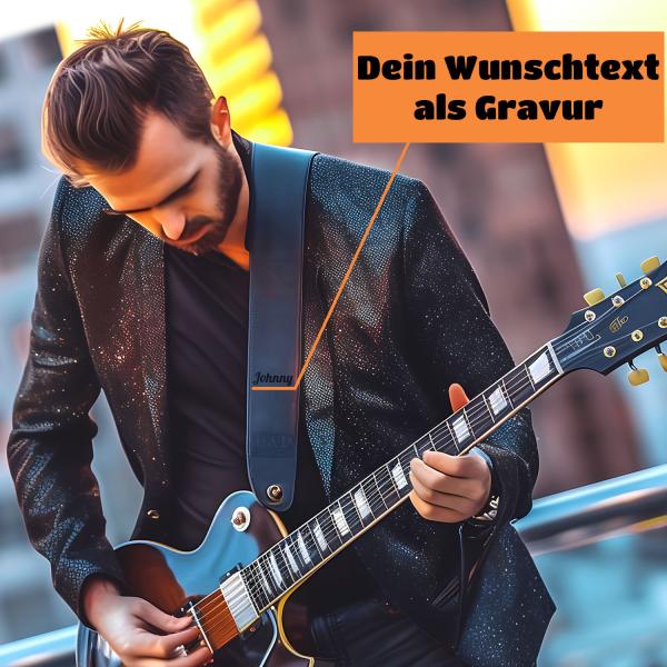 keepdrum personalisierter Gitarrengurt aus Echt-Leder mit Gravur