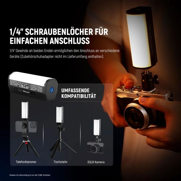 Neewer Dauerlicht TL98C magnetisches RGB Hand-Stablicht mit Netzteil