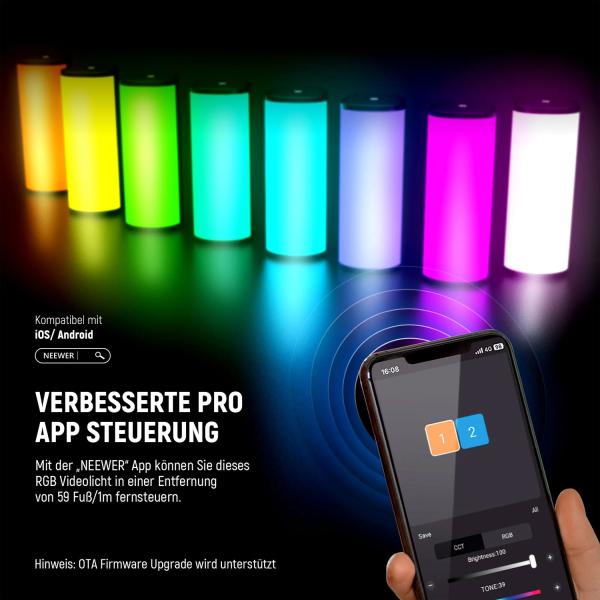 Neewer Dauerlicht TL98C magnetisches RGB Hand-Stablicht mit Netzteil