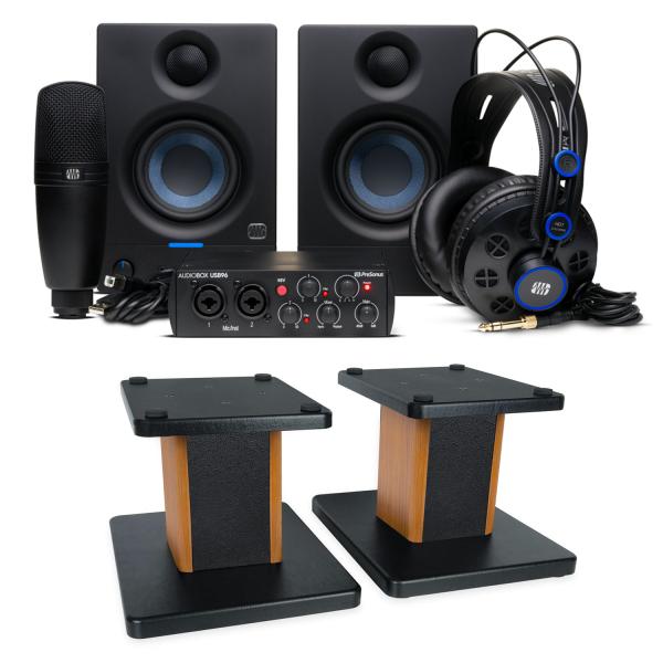 Presonus Recording-Set Audiobox 96k Complete Bundle mit Boxenständern RW