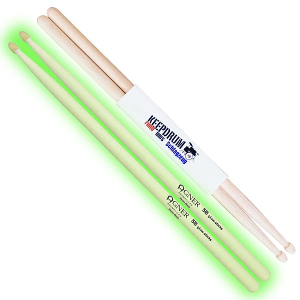 Agner Schlagzeugstöcke 5B UV Glow mit keepdrum 5B