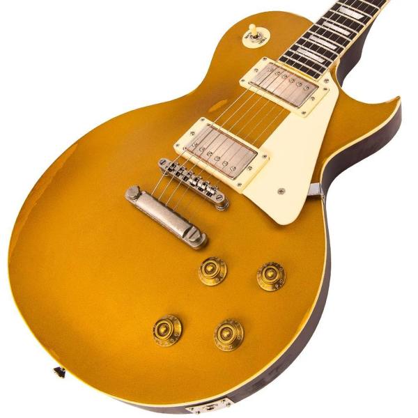 Vintage E-Gitarre V100MRGT Icon Distressed Gold Top mit Kabel
