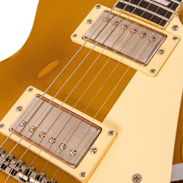 Vintage E-Gitarre V100MRGT Icon Distressed Gold Top mit Kabel