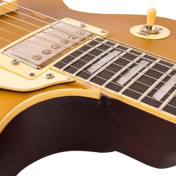 Vintage E-Gitarre V100MRGT Icon Distressed Gold Top mit Kabel