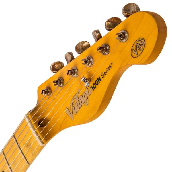 Vintage E-Gitarre V59MRBK Icon Distressed Black mit Tasche und Kabel